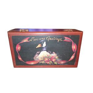 Lane Vintage Seasons Greetings Goose‎ Miniature Cedar Chest Keepsake Box NO KEY